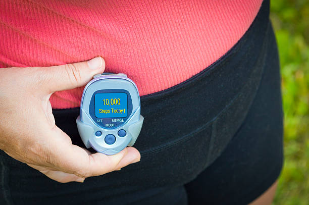 Title Fitness tracker showing a step count of 10,000, illustrating how tracking steps can motivate increased physical activity and reduce the risk of cardiovascular disease